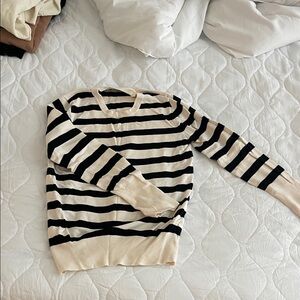 Zara Black and Cream Striped Sweater